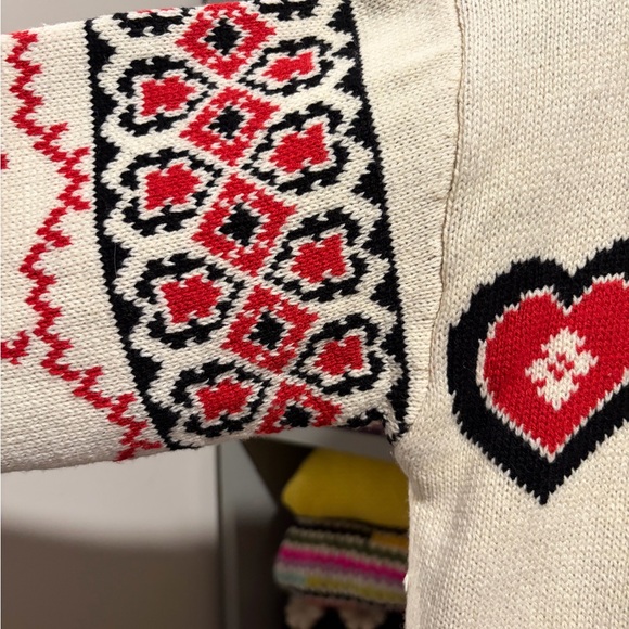 Anthropologie Cream and Red Anchor Cardigan - Picture 4 of 5